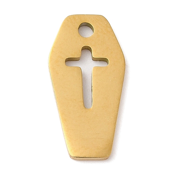 

PandaHall Halloween 201 Stainless Steel Pendants, Coffin with Cross Charm, Golden, 15x7.5x1mm, Hole: 1.5mm 201 Stainless Steel Others
