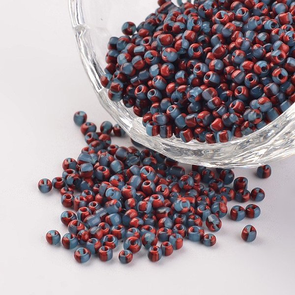 

PandaHall 12/0 Opaque Colours Seep Glass Beads, Round Seed Beads, FireBrick, 1.5~2x2mm, Hole: 0.5mm, about 22500pcs/450g Glass Red
