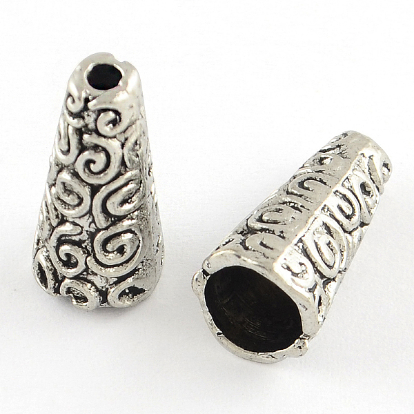 

PandaHall Tibetan Style Cone Alloy Bead Caps, Apetalous, Cadmium Free & Nickel Free & Lead Free, Antique Silver, 9x18mm, Hole: 2mm, about...