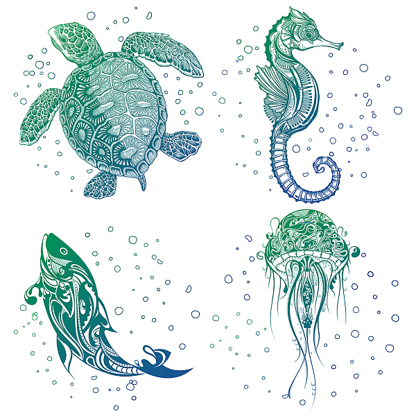 

PandaHall GORGECRAFT 8Pcs 4 Styles 6.3 Inch Sea Animals Window Decals Static Glass Sticker Turtles Seahorses Whales Jellyfish Pattern Window...