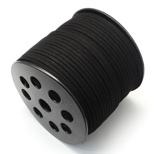 

PandaHall Faux Suede Cord, Faux Suede Lace, Black, 2.7x1.4mm, about 98.42 yards(90m)/roll Faux Suede Black
