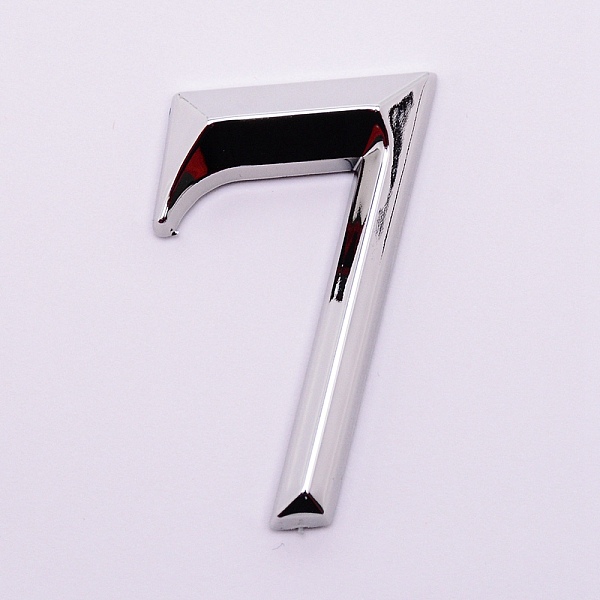 

PandaHall Plastic & PVC Number Sign Labels, Silver, Num.7, 7: 49.5x32x8mm Plastic Silver