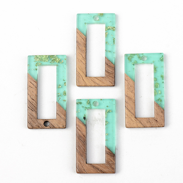 

PandaHall Transparent Resin & Walnut Wood Pendants, with Gold Foil, Rectangle, Pale Turquoise, 28x15x3mm, Hole: 2mm Resin+Wood Rectangle