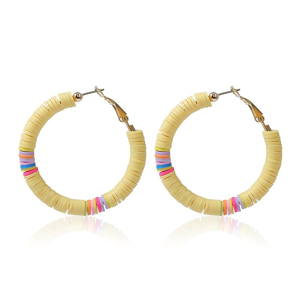 

PandaHall Bohemia Style Colorful Clay Beads Hoop Earrings, Ring Other