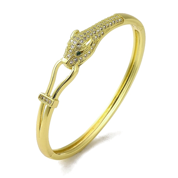 

PandaHall Brass Pave Clear & Green Cubic Zirconia Leopard Hinged Bangle for Women, Real 18K Gold Plated, Inner Diameter: 1-7/8x2-1/4 inch...
