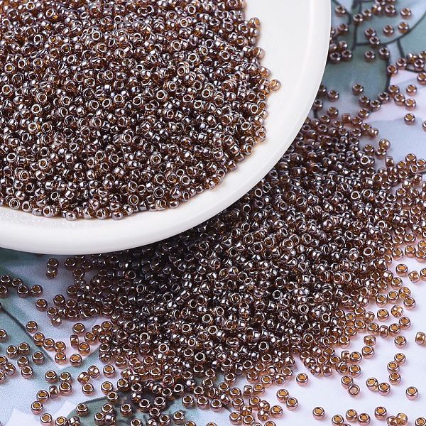 

PandaHall MIYUKI Round Rocailles Beads, Japanese Seed Beads, 11/0, (RR327) Transparent Dark Raspberry Luster, 2x1.3mm, Hole: 0.8mm, about..., Purple