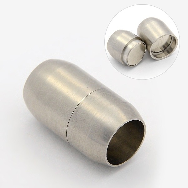 Frosted 304 Stainless Steel Magnetic Clasps With Glue-in Ends