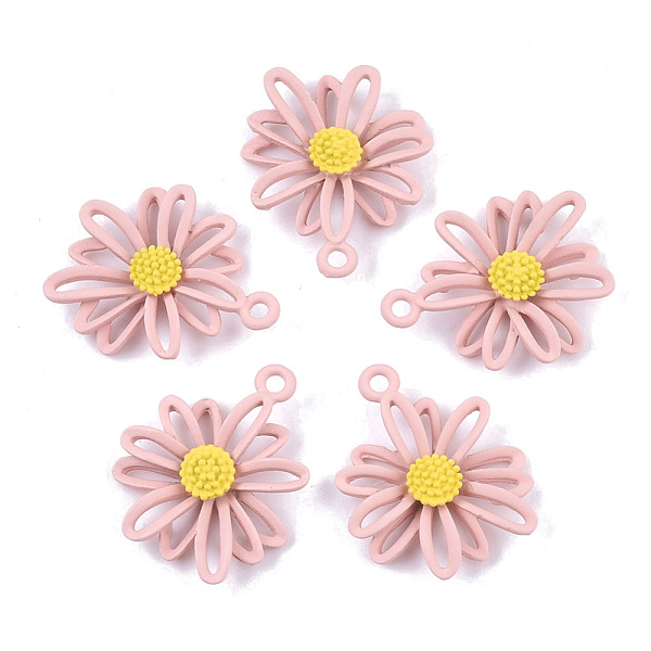 

PandaHall Spray Painted Alloy Pendants, Flower/Daisy, Pink, 23.5x19.5x4.5mm, Hole: 1.8mm Alloy Flower Pink