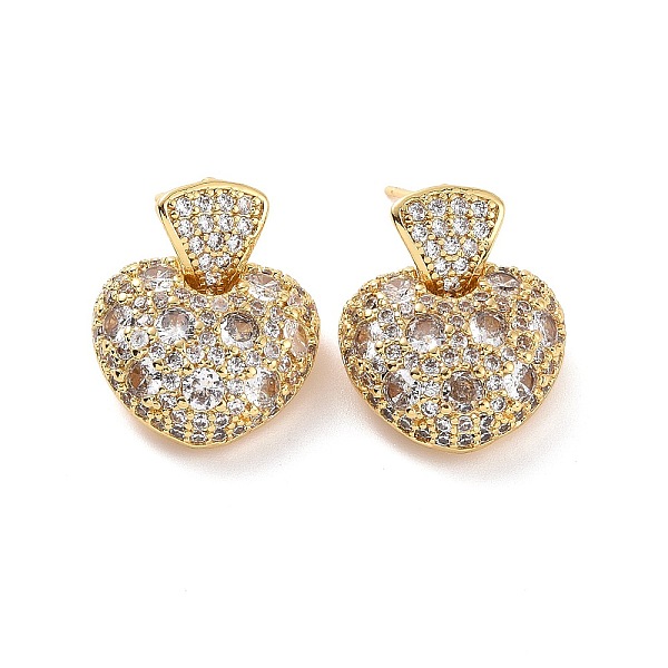 

PandaHall Clear Cubic Zirconia Heart Dangle Stud Earrings, Brass Jewelry for Valentine's Day, Real 18K Gold Plated, 20.5mm, Pin: 0.6mm Cubic...