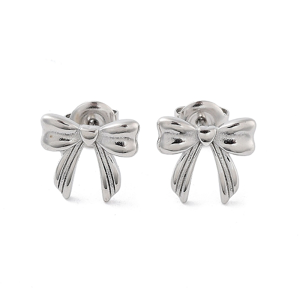 

PandaHall 304 Stainless Steel Stud Earrings, Bowknot, Stainless Steel Color, 10.5x12mm 304 Stainless Steel Bowknot
