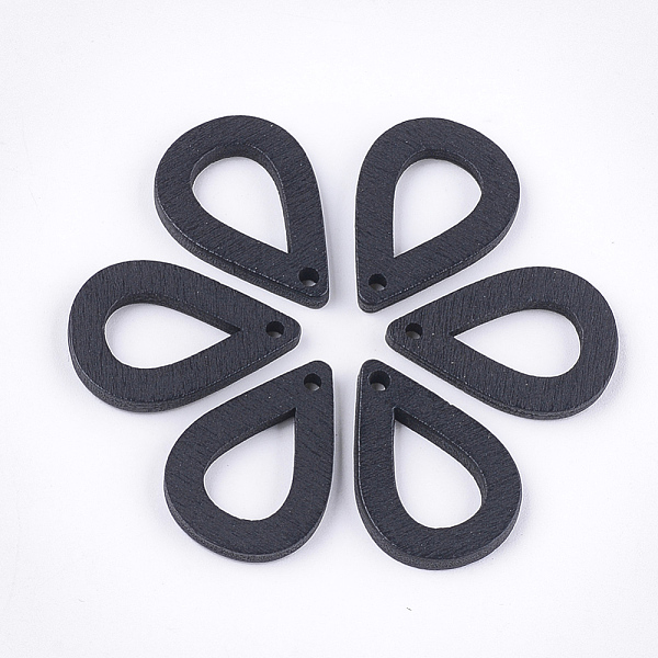 

PandaHall Painted Poplar Wood Pendants, teardrop, Black, 25x17x2.5mm, Hole: 1.8mm Wood Teardrop Black