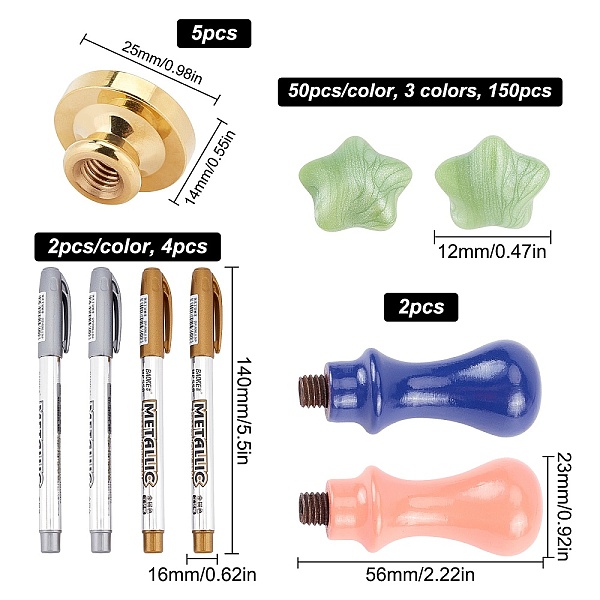 

PandaHall CRASPIRE DIY Wax Seal Stamp Kits, Including Wooden Handle, Brass Wax Seal Stamp, Sealing Wax Particles, Marking Pen, Mixed...
