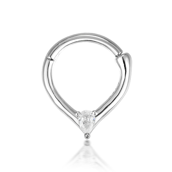 

PandaHall Rhodium Plated 925 Sterling Silver Micro Pave Cubic Zirconia Hoop Earrings, with S925 Stamp, Platinum, Teardrop: 3mm long Cubic..., Clear