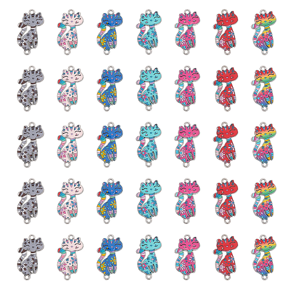 

PandaHall CHGCRAFT 30pcs 6 colors Zinc Alloy Enamel Connector Charms, Cat Links, Platinum, Mixed Color, 29.5x16x1.5mm, Hole: 1.6mm..., Multicolor