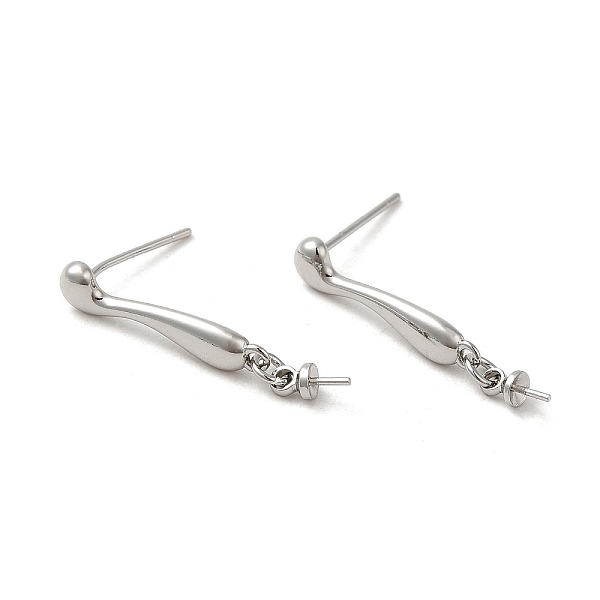 

PandaHall Brass Stud Earring Findings, with 925 Sterling Silver Pins, for Half Drilled Beads, Real Platinum Plated, 16mm, Pin: 12x0.8mm and...