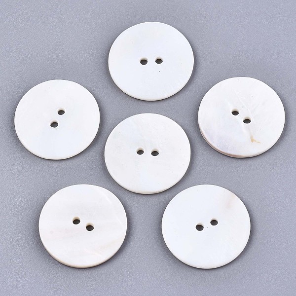 

PandaHall 2-Hole Freshwater Shell Buttons, Flat Round, Seashell Color, 25x2mm, Hole: 2mm Shell Flat Round