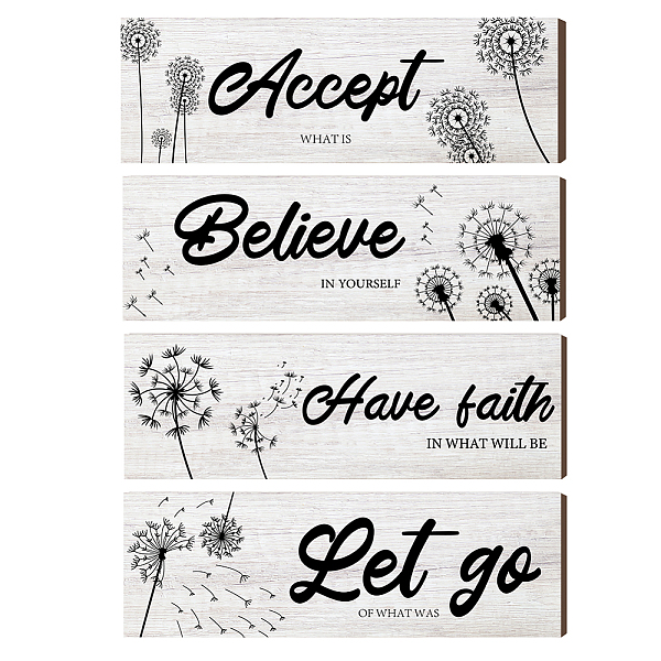 

PandaHall 4 Pcs Black dandelion Wooden Wall Sign, Accept Let Go Have Faith Believe Wooden Wall Decor Inspirational Wall Art for Living Room...