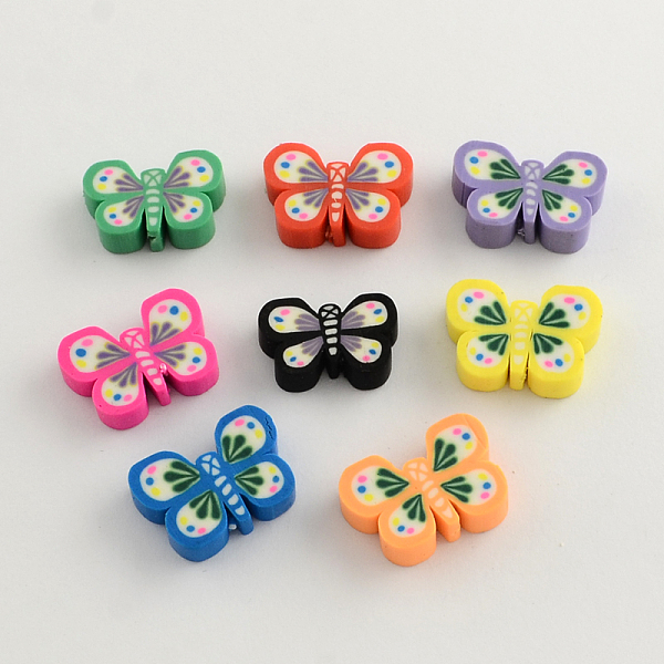 

PandaHall Handmade Polymer Clay Butterfly Beads, Mixed Color, 12~15x19~21x5~6mm, Hole: 1~2mm Polymer Clay Butterfly Multicolor