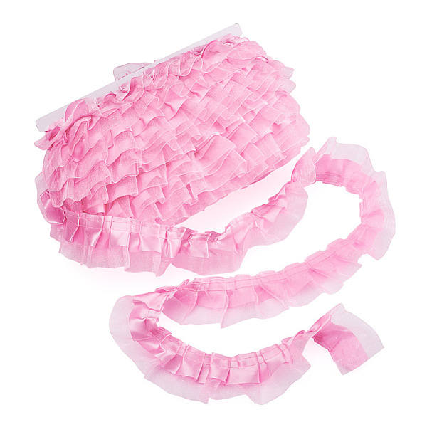 

PandaHall 2-Layer Pleated Satin Organza Ribbons, Hot Pink, 1-5/8 inch(40mm), 21.8yards/card Organza None