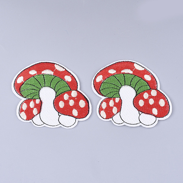 PandaHall Computerized Embroidery Cloth Iron on/Sew on Patches, Appliques, Costume Accessories, Mushroom, Colorful, 66x77x1.5mm Cloth...