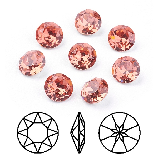 

PandaHall Pointed Back & Back Plated Glass Rhinestone Cabochons, Grade A, Faceted, Flat Round, Padparadscha, 8x4.5mm Glass Rhinestone Flat..., Red