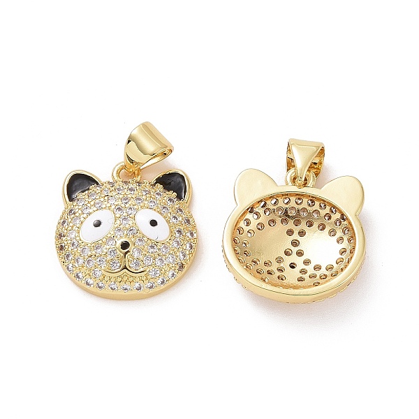

PandaHall Brass Micro Pave Clear Cubic Zirconia Pendants, with Enamel, Panda Head Charms, Golden, White & Black, 15.5x15x4mm, Hole...