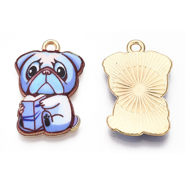 

PandaHall Printed Alloy Pendants, Light Gold, Read Book , Dog Charms, Cornflower Blue, 22.5x15x1.5mm, Hole: 1.6mm Alloy Dog