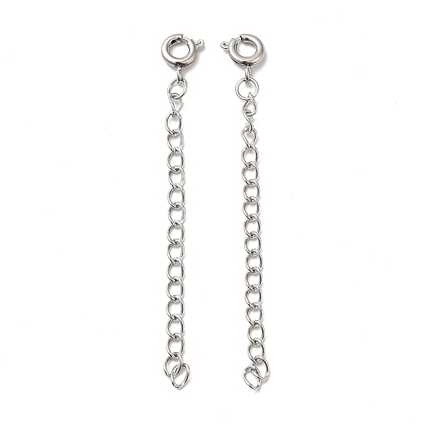 

PandaHall 304 Stainless Steel Curb Chain Extender, End Chains, with Spring Ring Clasp, Stainless Steel Color, 62x3mm 304 Stainless Steel
