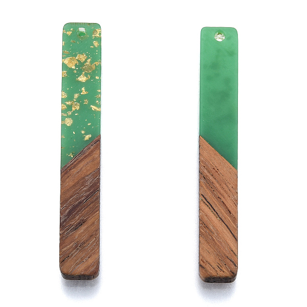 

PandaHall Opaque Resin & Walnut Wood Big Pendants, with Gold Foil, Rectangle Charm, Medium Sea Green, 51.5x7.5x3mm, Hole: 1.8mm Resin+Wood...