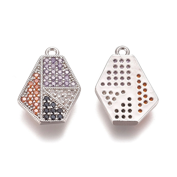 

PandaHall Brass Micro Pave Cubic Zirconia Pendants, Polygon, Colorful, Platinum, 17.5x13.8x1.5mm, Hole: 1.3mm Brass+Cubic Zirconia Polygon