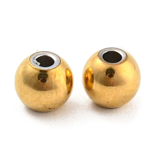 

PandaHall 304 Stainless Steel Spacer Beads, Round, Real 18K Gold Plated, 4x3.5mm, Hole: 1.2mm 304 Stainless Steel Round