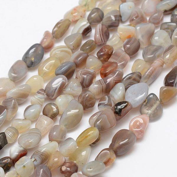 

PandaHall Natural Botswana Agate Beads Strands, Tumbled Stone, Nuggets, 6~8x4~6mm, Hole: 1mm, 15.3 inch(39cm) Botswana Agate Nuggets Gray