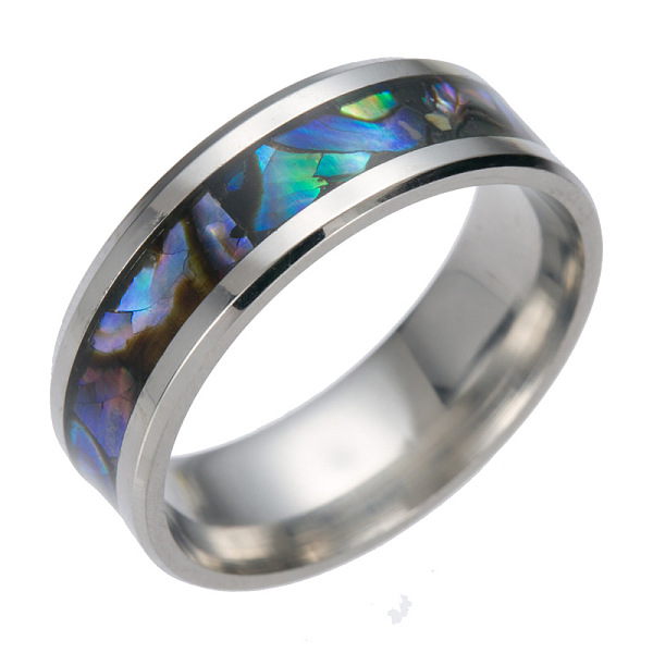 

PandaHall 201 Stainless Steel Wide Band Finger Rings, with Shell, Size 8, Stainless Steel Color, 18.2mm 201 Stainless Steel