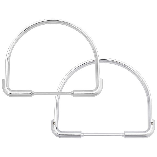 

PandaHall CHGCRAFT 2Pcs 5inch D Shaped Metal Bag Handles Semicircle Bag Handles for Luggage Purse Making Handbag Making Platinum Alloy