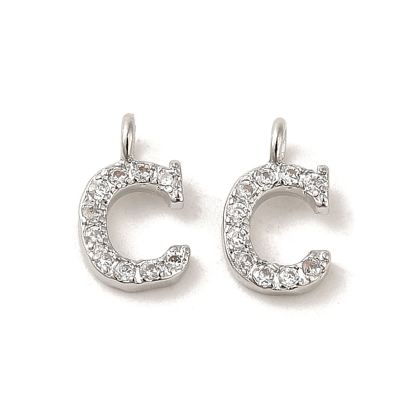 

PandaHall Initial Letter Brass Micro Pave Cubic Zirconia Pendants, Letter C, 9~10x4~10x1.5~2mm, Hole: 1.5mm Brass+Cubic Zirconia Letter C..., Clear