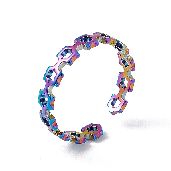Ионное покрытие (ip) 201 кольцо из нержавеющей стали с полым квадратным открытым манжетным кольцом для женщин