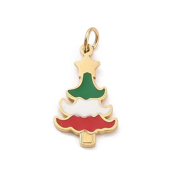 

PandaHall Christmas Theme 304 Stainless Steel Pendants, with Enamel and Jump Ring, Real 14K Gold Plated, Christmas Tree, 16.5x9.5x1mm, Hole...