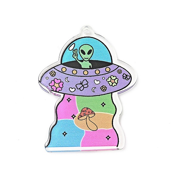

PandaHall Alien Theme Colorful Acrylic Pendants, UFO with Alien, Vehicle Pattern, 44x34x2.5mm, Hole: 2mm Acrylic Vehicle