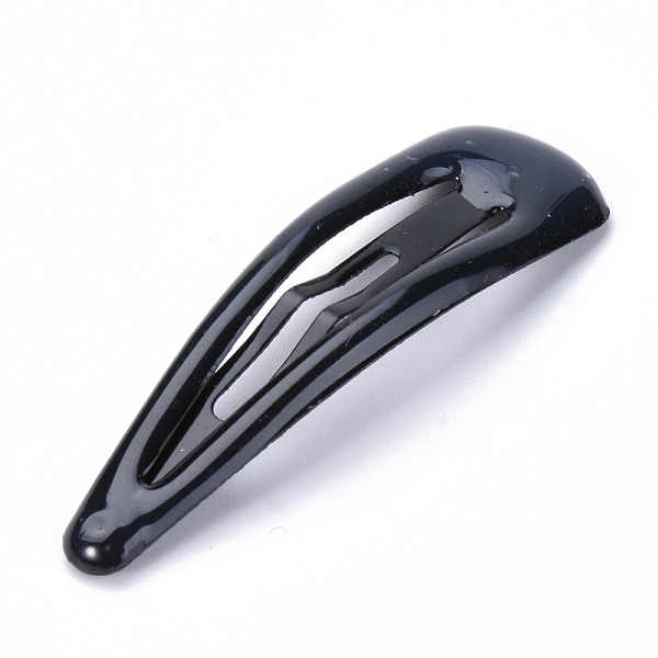 

PandaHall Spray Painted Iron Snap Hair Clips, with Enamel, Black, 46.5x13mm Iron Black