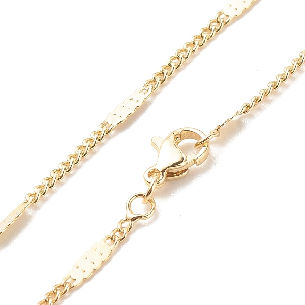 

PandaHall Brass Curb Chains with Rectangle Necklace for Women, Cadmium Free & Lead Free, Real 18K Gold Plated, 17.76 inch(45.1cm) Brass