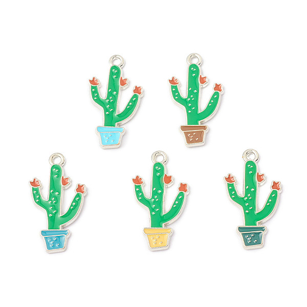 

PandaHall Alloy Enamel Pendants, Cactus Charm, Platinum, Mixed Color, 29x16x1.5mm, Hole: 2mm Alloy+Enamel Cactus Multicolor