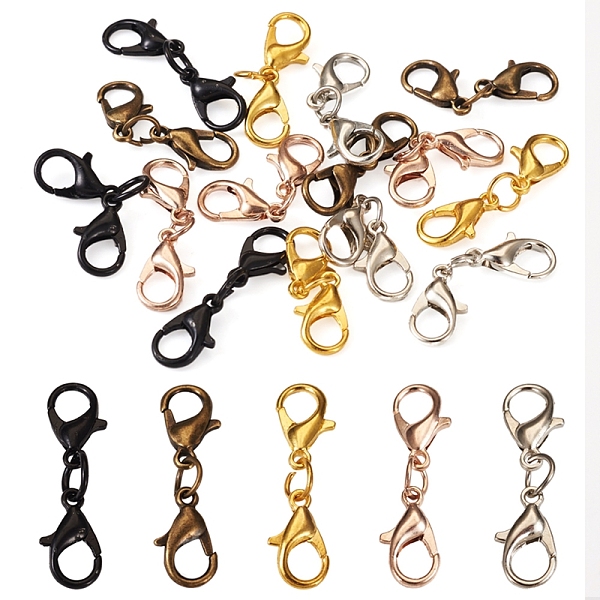 

PandaHall 20Pcs 5 Colors Zinc Alloy Double Lobster Claw Clasps, Mixed Color, 26x7.5x3mm, 4pcs/color Alloy Others