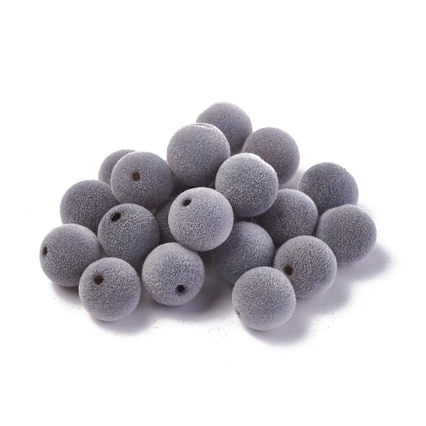 

PandaHall Flocky Acrylic Beads, Round, Gray, 14mm, Hole: 2mm Acrylic Round Gray