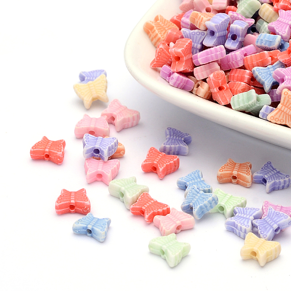 

PandaHall Craft Style Acrylic Beads, Butterfly, Mixed Color, 7x9x3mm, Hole: 2mm, about 320-325pcs/50g Acrylic Butterfly Multicolor