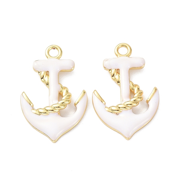 

PandaHall Eco-Friendly Brass Enamel Pendants, Long-Lasting Plated, Anchor, Real 18K Gold Plated, White, 25x16x3mm, Hole: 2mm Brass+Enamel...