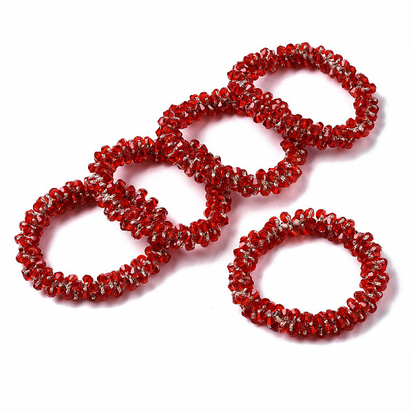 

PandaHall Faceted Transparent Glass Beads Stretch Bracelets, Torsade Bracelets, Bicone, Red, Inner Diameter: 1-5/8 inch(4cm) Glass Red