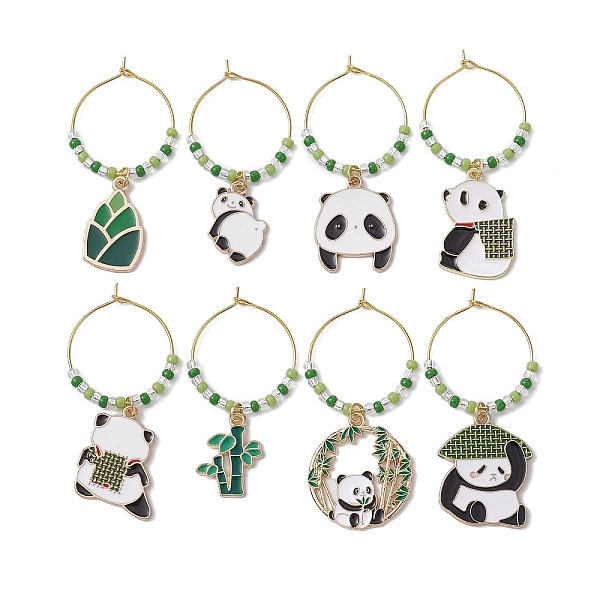 

PandaHall 8Pcs 8 Styles Panda Alloy Enamel Wine Glass Charms, with Brass Hoop Earring Findings and Glass Bead, Mixed Color, 50~59mm, Inner..., Multicolor