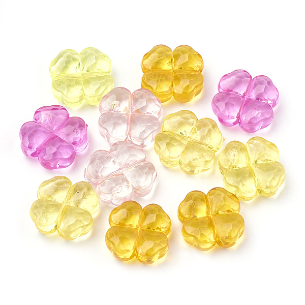 

PandaHall Transparent Acrylic Beads, Faceted, Four Leaf Clover, Mixed Color, 11x11x4.5mm, Hole: 1.5mm Acrylic Clover Multicolor