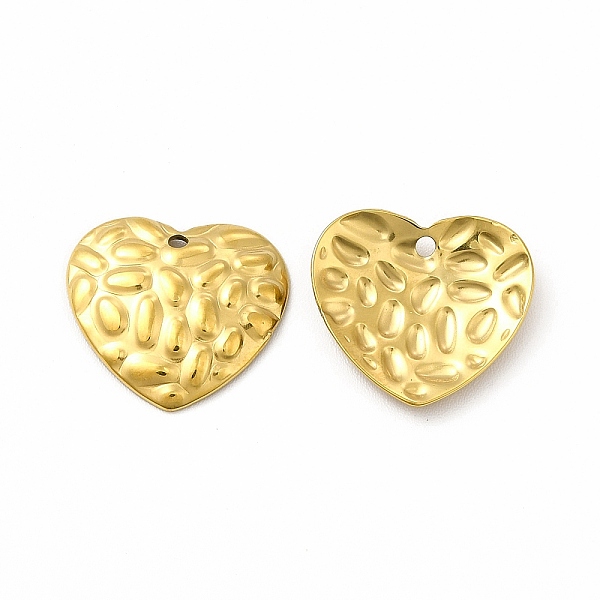 

PandaHall Ion Plating(IP) 304 Stainless Steel Pendants, Textured, Heart Charm, Real 18K Gold Plated, 14.5x16x2.5mm, Hole: 1.2mm 304...