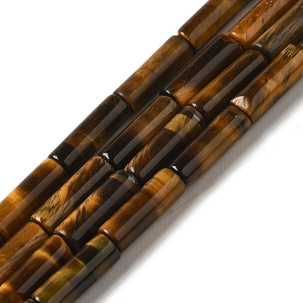 

PandaHall Natural Tiger Eye Beads Strands, Column, 13.5~14x4~4.5mm, Hole: 1.2mm, about 28pcs/strand, 15.16''(38.5cm) Tiger Eye Column